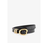 Amanu Womens Amanu The Tugela Leather Belt Black Croc L