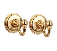 Amaone Curtain Tieback Hooks, Curtain Holdback Tie Backs Hook A Pair Of Metal Hold Backs Curtain Holders Hookback Wall Mounted With Chrome Base Clothing Coat Hanger European Style Retro (Gold)