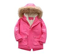 Amaone Kids Outwear for 2-7 Years Boy Girls Solid Color Winter Warm Thick Hoodie Parka Coats Toddler Infant Baby Kids Zip Jacket Outwear with Fur Hood