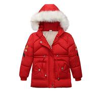 Amaone Kids Outwear for 2-7 Years Boy Girls Solid Color Winter Warm Thick Hoodie Parka Coats Toddler Infant Baby Kids Zip Jacket Outwear with Fur Hood