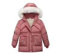 Amaone Kids Outwear for 2-7 Years Boy Girls Solid Color Winter Warm Thick Hoodie Parka Coats Toddler Infant Baby Kids Zip Jacket Outwear with Fur Hood
