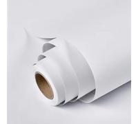 Amaowdc Self Adhesive Wallpaper White Peel and Stick Wallpaper 44.5cmX300cm Vinyl Wrap for Furniture Sticky Back Plastic Matte Waterproof Removable Paper for Living Room Bedroom Wall