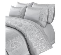 Amara Embroidered Diamante Signature Style Luxurious Bed Runner Only (Silver, Bed Runner)
