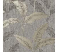 Amara Palm Wallpaper - Modern Wallpaper for Living Room, Bedroom, Fireplace - Decorative Luxury Tropical Wall Paper with Dusky Metallic Tone (Grey/Gold)