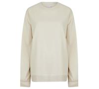 AMARA REYA Women's 'Kelster' Plain Long Line Oversize Drop Shoulder Crew Neck Brushback Fleece Sweatshirt Ivory