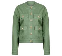 AMARA REYA Women's Lighweight Stretch Cotton Collarless Denim Summer Jacket