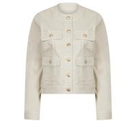 AMARA REYA Women's Lighweight Stretch Cotton Collarless Denim Summer Jacket
