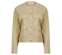 AMARA REYA Women's Lighweight Stretch Cotton Collarless Denim Summer Jacket