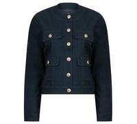 AMARA REYA Women's Lighweight Stretch Cotton Collarless Denim Summer Jacket