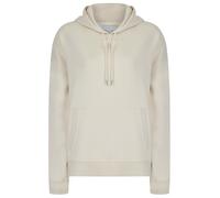 AMARA REYA Women's 'Script' Plain Long Line Oversize Drop Shoulder Crew Neck Brushback Fleece Hooded Sweatshirt Ivory