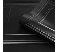 Amara Wood Panel Effect Wallpaper Textured Vinyl Black Metallic