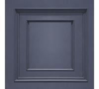 Amara Wood Panel Vinyl Textured Wallpaper Belgravia Dark Blue One Size