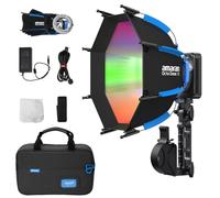 Amaran Ray 60c Full Color RGB Video Light,60W Compact Bowens Mount COB LED Light CCT 1,800K-20,000K,APP Control with Octa Dome 30 Softbox Portable Bag for Photography,Live Streaming