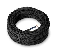 Amarcords - textile color BLACK electric cable, braided, silk, 3 meters, with 2 conductors 2x0.75 - Wire coated in colored vintage fabric for chandeliers and lamps applique lampshades.