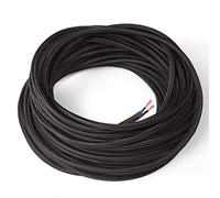 Amarcords - textile color BLACK electric cable, round, silk, 5 meters, 2 conductors 2x0.75 - Wire coated in colored vintage fabric for chandeliers and lamps applique lampshades.
