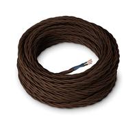 Amarcords - textile Electric cable BROWN color, braided silk, 20 meters, grounded 3x0,75mm - Wire coated colored fabric vintage chandelier lamp sconces and lampshades.