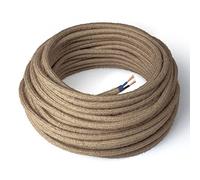 Amarcords - textile electric cable JUTA color, round, jute, 5 meters, 2 conductors 2x0.75 - Wire coated in colored vintage fabric for chandeliers and lamps applique lampshades.
