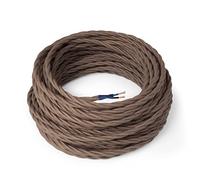 Amarcords - Textile Electrical Wire color BROWN braided cotton 30 meters to 2 conductors 2x075 - Wire coated in colored vintage fabric for chandeliers and lamps applique lampshades.