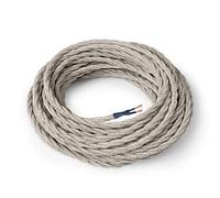 Amarcords - Textile Electrical Wire color CANVAS BEIGE braided flax 3 meters to 2 conductors 2x075 - Wire coated in colored vintage fabric for chandeliers and lamps applique lampshades.