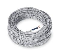 Amarcords - Textile Electrical Wire color SILVER braided silk 3 meters to 2 conductors 2x075 - Wire coated in colored vintage fabric for chandeliers and lamps applique lampshades.