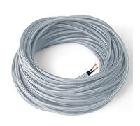 Amarcords - Textile Electrical Wire color SILVER, round, silk, 5 meters, 2 conductors 2x0.75 - Wire coated in colored vintage fabric for chandeliers and lamps applique lampshades.
