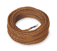 Amarcords - Textile Electrical Wire color WHISKEY braided silk 3 meters to 2 conductors 2x075 - Wire coated in colored vintage fabric for chandeliers and lamps applique lampshades.