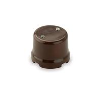 Amarcords - Vintage porcelain junction box with 4 outlets. Retro color ceramic cable and wire covers BROWN