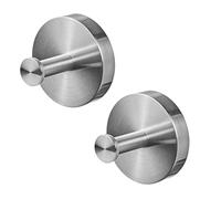 AMARE Luxury Towel Hooks Set of 2 | Silver | Stainless Steel | Gluing or Drilling | Hooks for Bathroom and Books | Towel Holder Also for Tea Towels | Also as Clothes Hooks | 6 x 5.5 x 4.5 cm