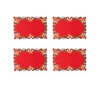 AMARED Christmas Embroidered Table Runner Cutwork Green Leaves Holiday Table Linens for Home Decorations (12 X 17 Inch)