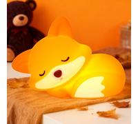 Amaredom Fox Night Light, Cute Fox Lamp, Dimmable Silicone Night Light for Kids Room, Rechargeable LED Bedside Lamp with 20 Minute Timer and Tap Control for Bedroom