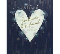 Amaretto Attractive Male Birthday Card From the Range - Husband, My Soulmate and Best Friend - Love Heart with an Exquisite Foil and Embossed Finish - Greeting Card For Him (PL-OAT041)