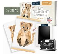 Amari ® Baby Footprint Set with 2 Animal Posters & Clean Touch Pad - Baby Footprint Ink Pad - Footprint Kit - Baby Print Kit - Baby Footprint - Baby Print