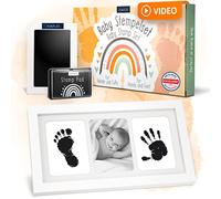 AMARI ® Baby Handprint and Footprint Set incl. 2 Ink Pads and 4 Print Cards - Ideal Newborn Gifts for Birth - Hand and Footprint kit with Picture Frame - Foot Print Gift for Babies