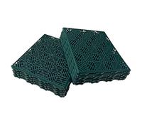 Amari Bargains Plastic Interlocking Garden Tiles - Anti Slip Decking Tiles - Non Slip Waterproof Deck Board - Outdoor Paving Lawn Grid - 30x30cm (Green - 5x)