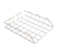 Amari Bargains Stackable Letter Tray - Paper Organizer Tray - Metal Wire Mesh File Rack - Office Desk Tidy File Holder - Tray For Mails, Magazines, Documents - 29.5x24.5x5cm (Rose Gold, 1)