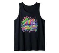 Amarillo Texas Rainbow Armadillo Cowboy 80s Retro Souvenir Tank Top