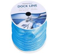 Amarine Made Double Braided Nylon Dock Lines 9500 lbs Breaking Strength (L:50 ft. D:3/4 inch Eyelet:12 inch) Marine Mooring Rope Boat Dock Lines Working Load Limit:1900 lbs (Blue)