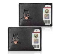 AMARONE Leather Bat Wallet, Superhero Card Holder with Multiple Card Slots, Face Eyes Cutout Card Holder, Personalized ID Wallet (2pcs)