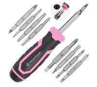 Amartisan 18-in-1 Multi-bit Screwdriver Set Tool All in One, Portable Multi-Purpose Screwdriver, Slotted/Philips/Pozi/Torx/Square,Nut Driver (Pink)