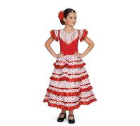 AMARU SANCHESU Children's Flamenco or Sevillanas Dress, Red-White, 2 Years