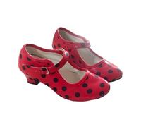 AMARU SANCHESU Flamenco or Sevillana Dance Shoe. Child and Adult Size, Red Topos Black, 3 UK