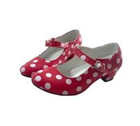 AMARU SANCHESU Flamenco or Sevillana Dance Shoe. Child and Adult Size, Red White Dots, 5 UK Child