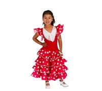 AMARU SANCHESU Girls Flamenco Dance Dress or Sevillanas, Pink Taupe White, 4 Years