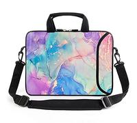 AMARY 15.4" 15.6" Laptop Sleeve Adjustable Shoulder Strap with Handle Accessory Pocket for Men Women Kids (Marble-1)