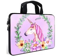 AMARY14 15 15.4 15.6 inch Laptop Handle Bag Computer Protect Case Pouch Holder Notebook Sleeve Neoprene Cover Soft Carrying Travel Case for Dell Lenovo Toshiba HP Chromebook ASUS Acer (Pink Unicorn)