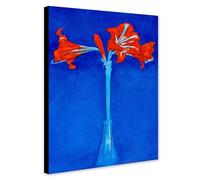 Amaryllis Flower Abstract Art by Piet Mondrian - Wrapped Framed Canvas Wall Art (A3 [16 x 12 inch / 41 x 30 cm])
