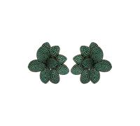 Amaryllis Flower Large Stud Earrings Gold Emerald Latelita Green One Size