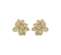 Amaryllis Flower Large Stud Earrings Gold Latelita White One Size