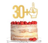AmarYYa 31st Birthday Cake Topper - Funny 30+1 Middle Finger, Gold Glitter, 1 Count