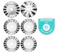 AMASEWART 6 Pack 45mm Pinking Rotary Cutter Blades, Wave Rotary Blades, Decorative Rotary Blades for Quilting,Sewing and Arts & Crafts